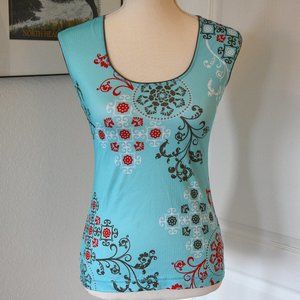 Lole Aqua Orange Brown White UPF 50+ Sun-Protective Tank Top Size XS